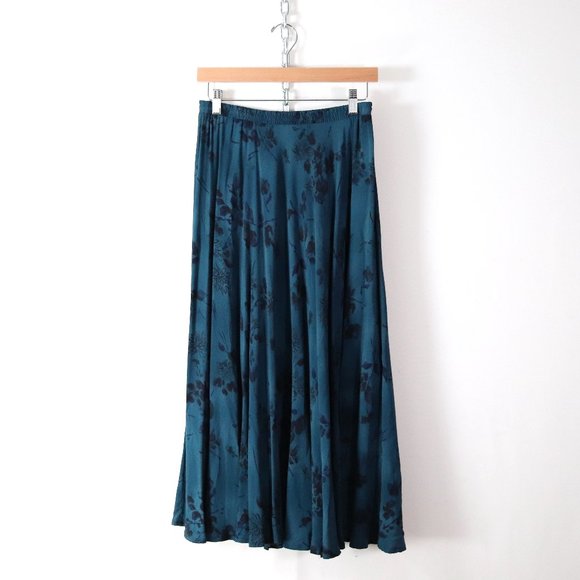 ❌SOLD❌salaam deep teal floral rayon maxi skirt S/M - Picture 4 of 6